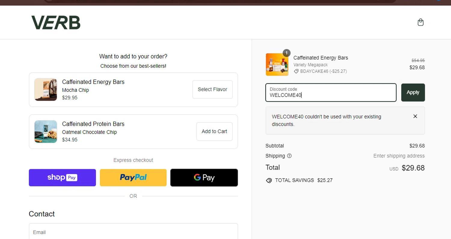 How to apply Verb Energy coupon code