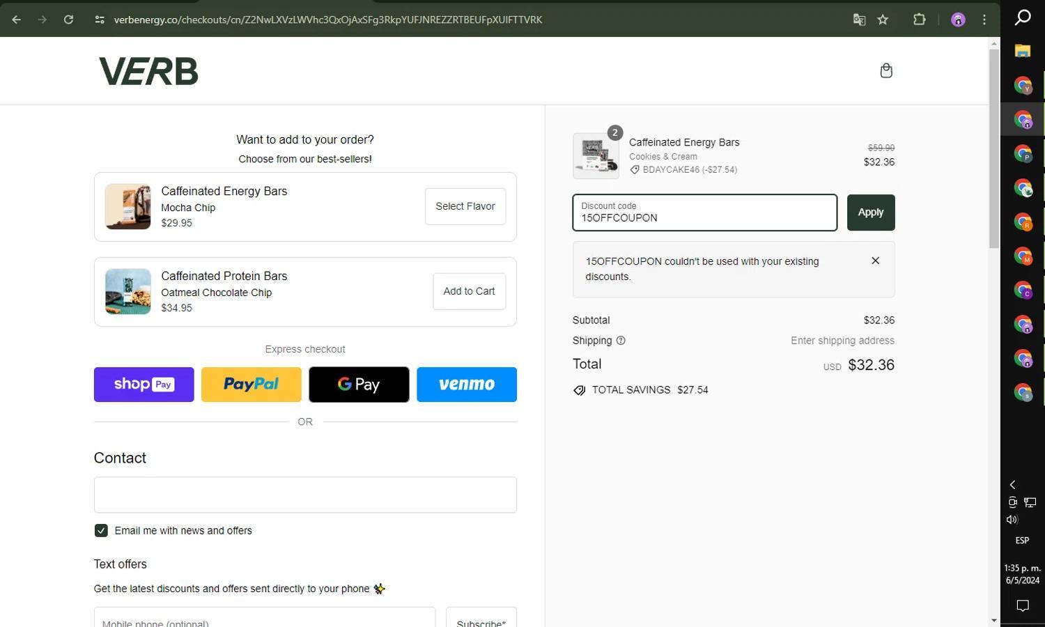 How to apply Verb Energy coupon code